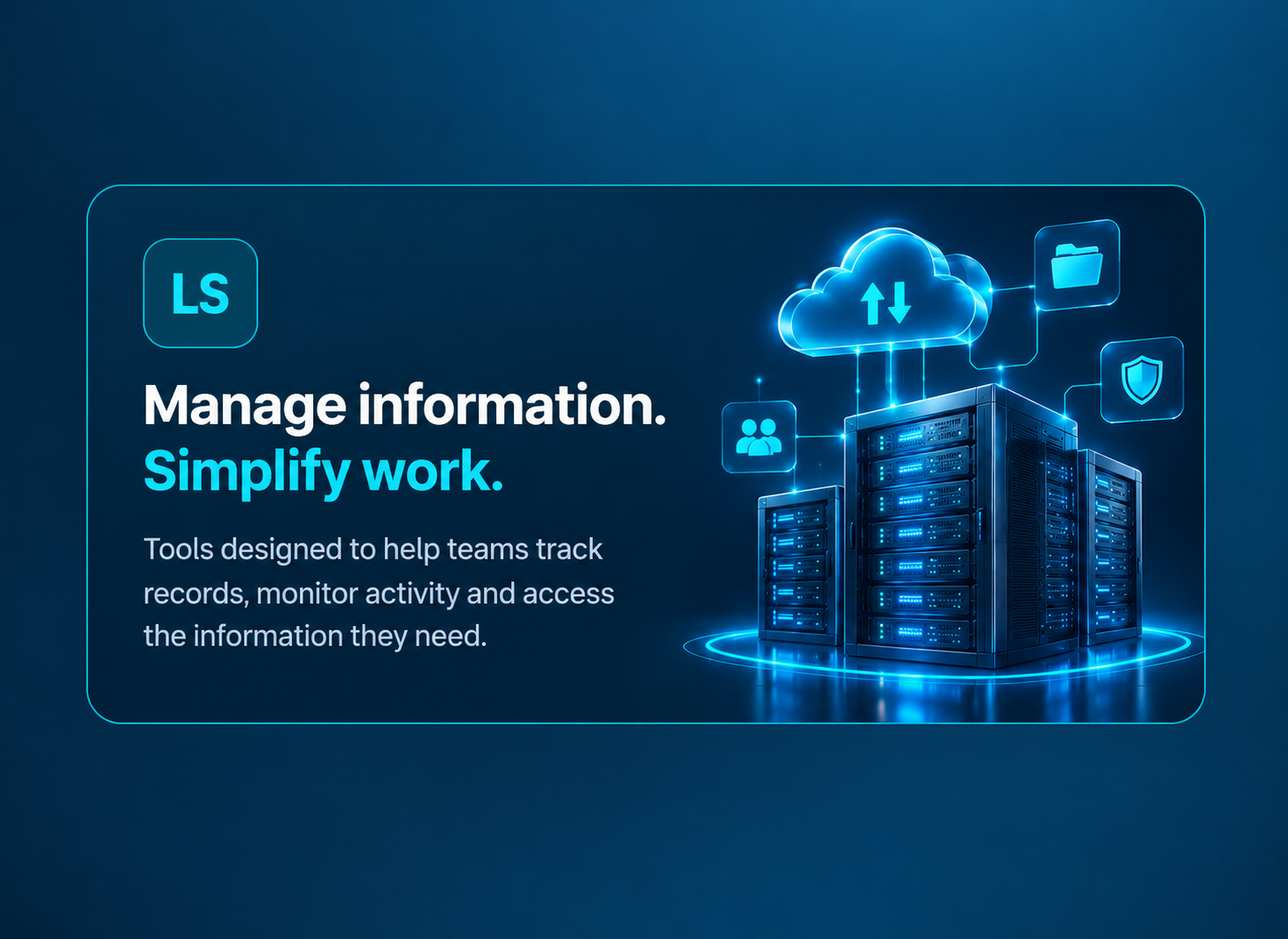 Futuristic cloud data centre network representing Lasahara Servers' software and IT solutions